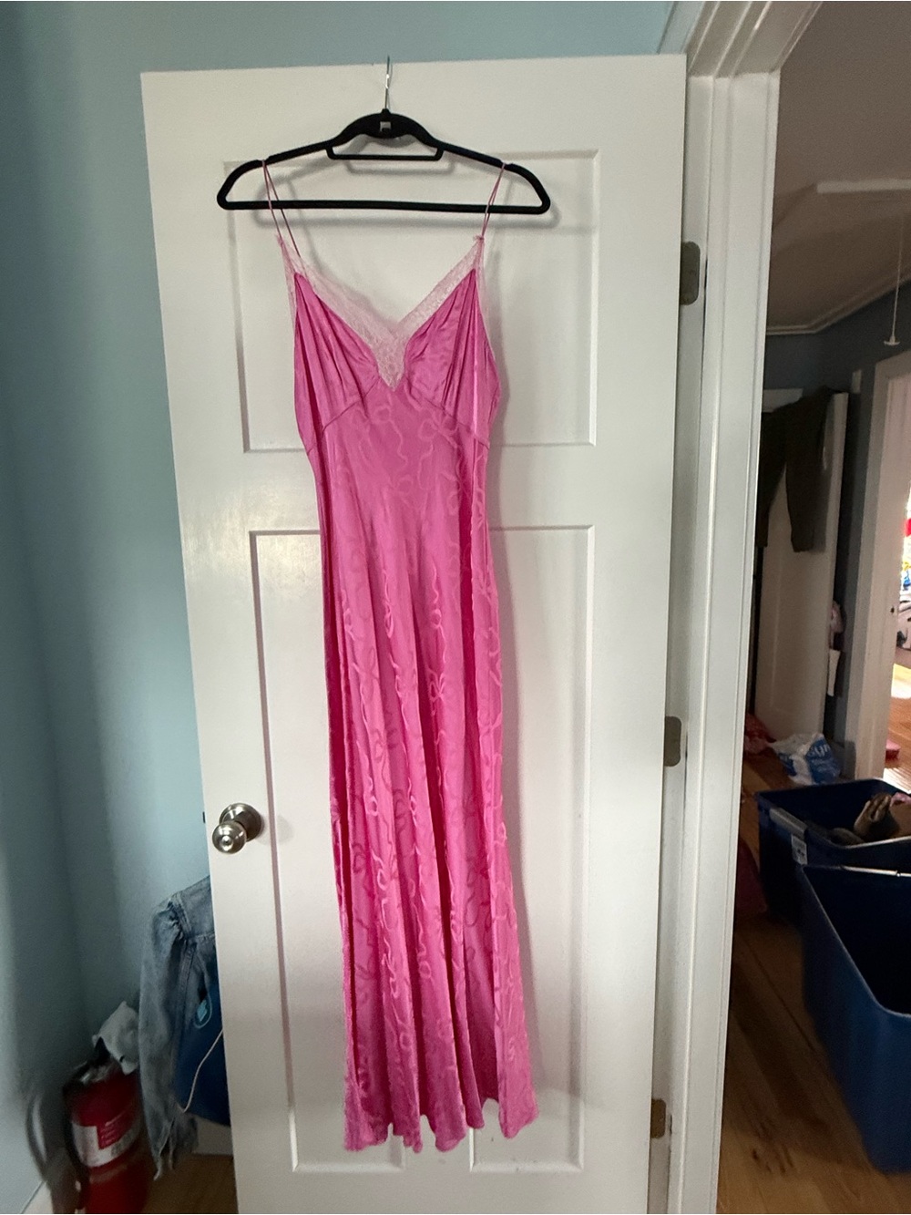 LoveShackFancy Manuel Pink Lace-Trim Slip Dress. Retails for $595. Worn Once.
